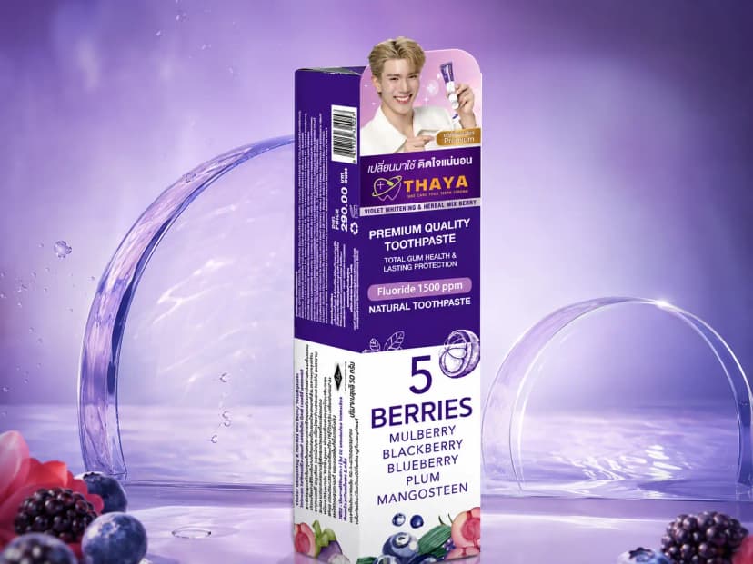 ยาสีฟัน THAYA Violet Whitening & Herbal Mix Berry